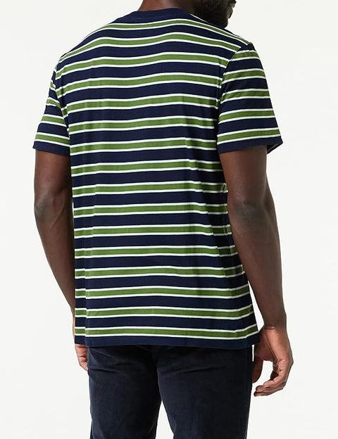 Wrangler Men's Navy & Green Striped Crew Neck T-Shirt | Wrangler In Lebanon