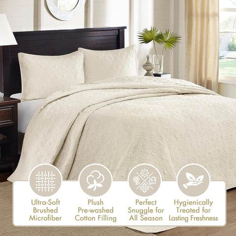 Madison Park Quebec 3-Piece Ivory Quilt Set, King/Cal King | Madison Park In Lebanon