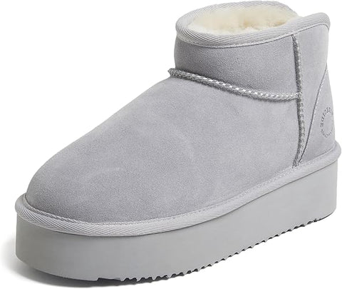 Fireside by Dearfoams Women's Gray Fur Lined Mini Ankle Boot| Dearfoams In Lebanon