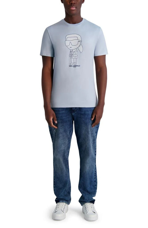 Karl Lagerfeld Paris Men’s Light Blue Rubberized Karl Cotton Graphic T-Shirt | Karl Lagerfeld Paris In Lebanon