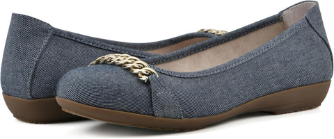 Cliffs By White Mountain Women's Denim Blue Charmed Ballet Flats | Cliffs In Lebanon