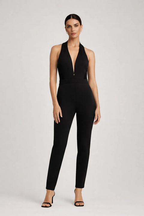 Forever 21 Women's Black Halter V Neck Jumpsuit |Forever 21 In Lebanon