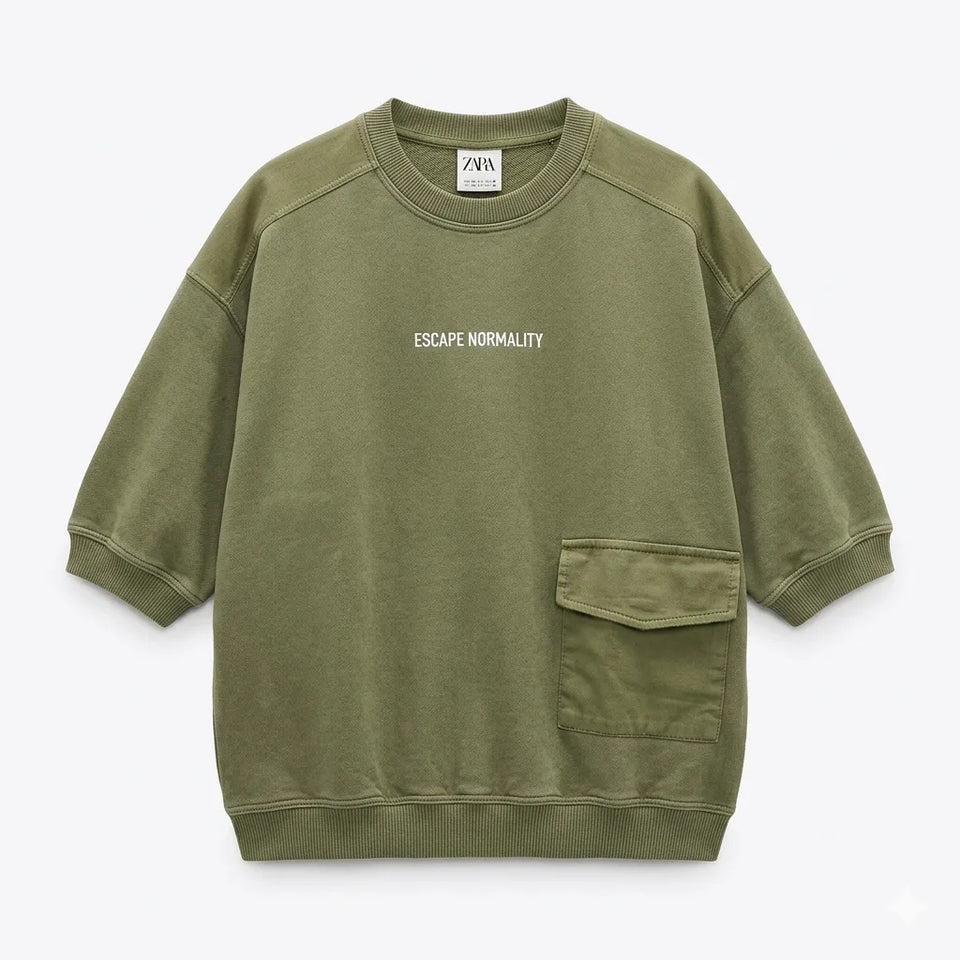 Zara Baby Boy's Khaki Green Pocket Sweatshirt | Zara In Lebanon