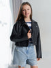 Sinsay Girl's Black Leather Regular Fit Biker Jacket | Sinsay In Lebanon