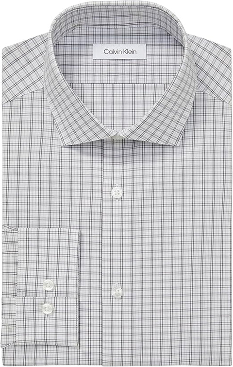 Calvin Klein Men's White & Grey Slim Fit Stretch Dress Shirt | Calvin Klein In Lebanon