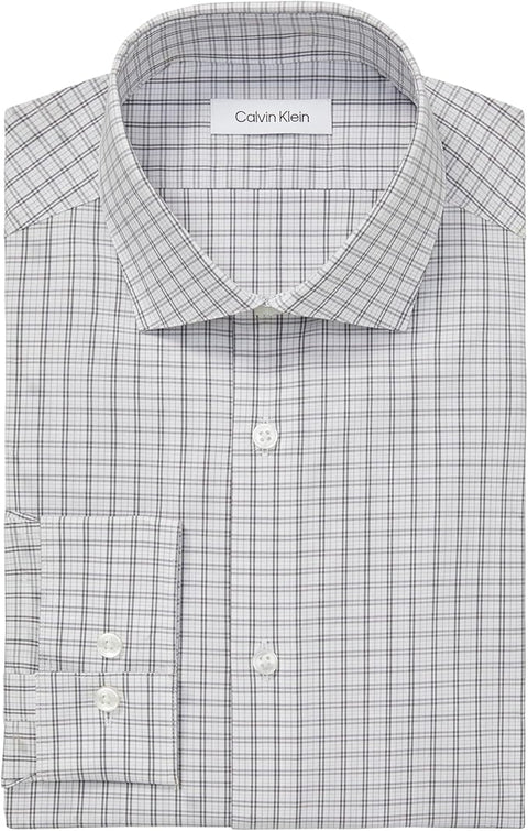 Calvin Klein Men's White & Grey Non Iron Stretch Regular Fit Check Shirts | Calvin Klein In Lebanon
