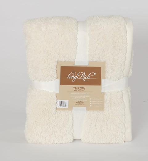 Long Rich Off White Ultra-Soft Two Layer Sherpa Throw  50 x 60 Inch Blanket | Long Rich In Lebanon
