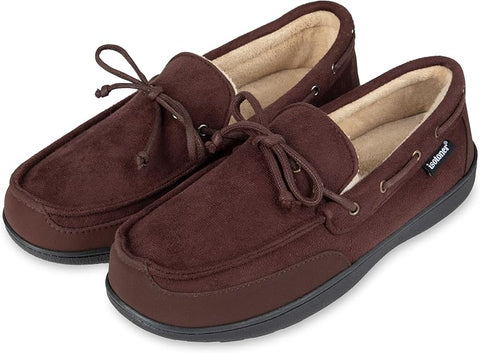 Isotoner Men's Dark Brown Water Repellent Boater Moccasin Slippers | Isotoner In Lebanon