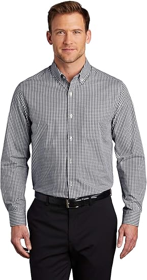 Chaps Men's Black & White Regular Fit Button Down Dress Shirt|Chaps In Lebanon