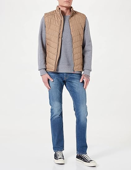 Tom Tailor Men's Beige Sleeveless Lightweight Quilted Vest | Tom Tailor In Lebanon