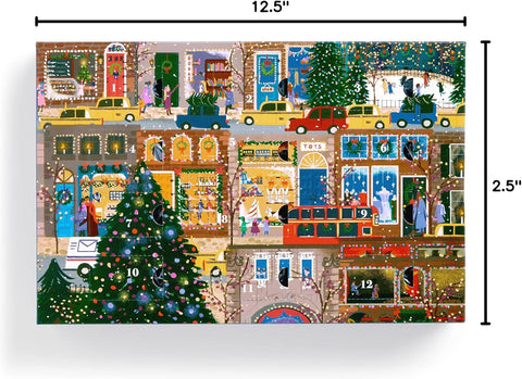 Galison Winter Lights Christmas Countdown 12 Days of Puzzles Featuring Images of Winter City Fun |Galison In Lebanon