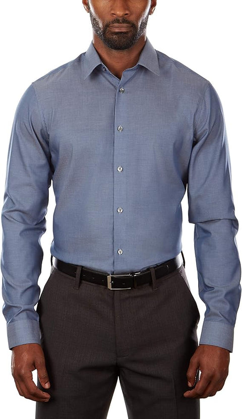 Calvin Klein Men's Dusty Blue Slim Fit Herringbone Dress Shirt | Calvin Klein In Lebanon