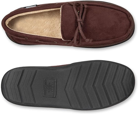Isotoner Men's Dark Brown Water Repellent Boater Moccasin Slippers | Isotoner In Lebanon
