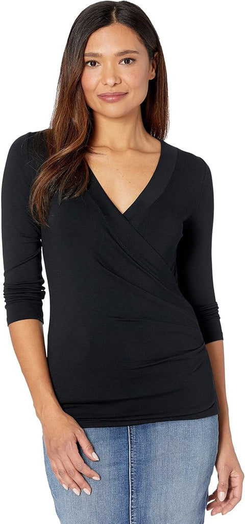 Lauren Ralph Lauren Women's Black Surplice Jersey Blouse | Lauren Ralph Lauren In Lebanon