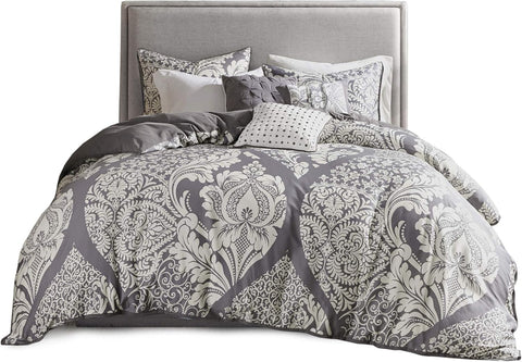 Madison Park Gray & White Floral Queen Vienna 6 Piece Coverlet Set |Madison Park In Lebanon