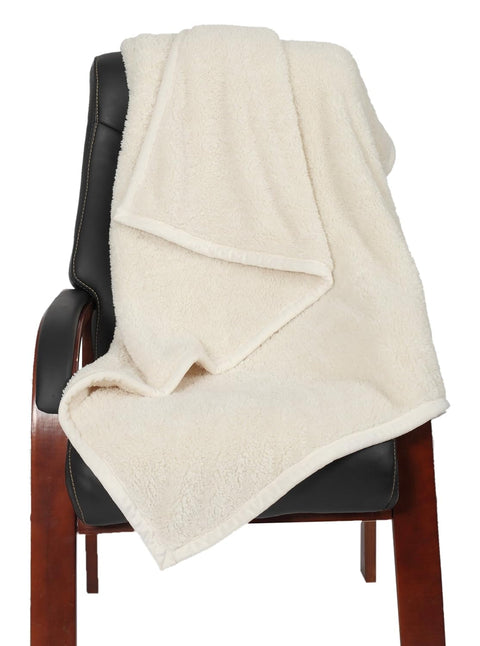Long Rich Off White Ultra-Soft Two Layer Sherpa Throw  50 x 60 Inch Blanket | Long Rich In Lebanon