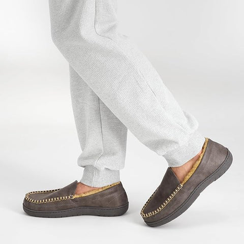 Haggar Men's Gray Smooth Pu Venetian Moccasin Slipper | Haggar In Lebanon