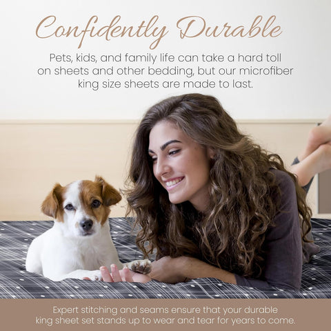 I Enjoy Home Polka Dot Navy 4-PC Patterned Ultra Soft King Bed Sheet Set | I Enjoy Home In Lebanon