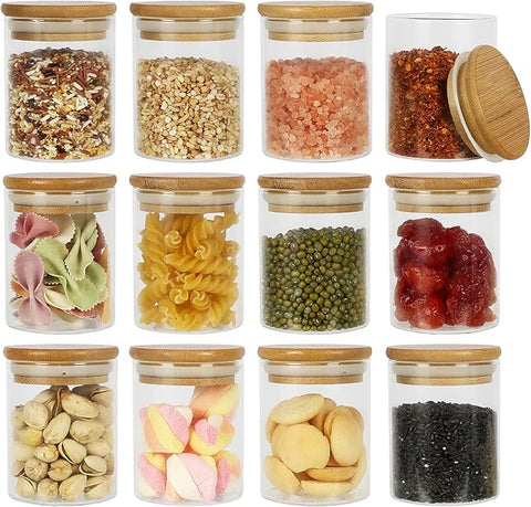SD Home Glass Jars With Bamboo Lid Food Airtight Storage Set 12PCS | SD Home In Lebanon