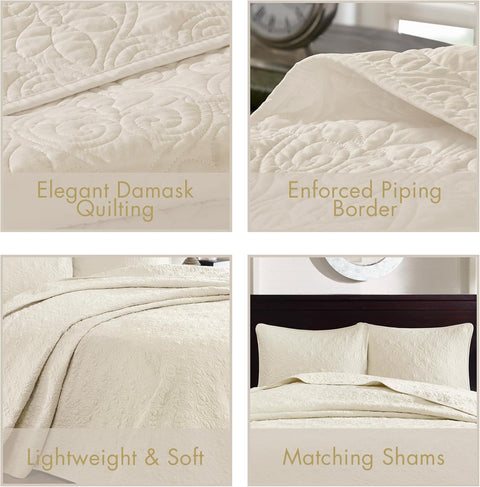 Madison Park Quebec 3-Piece Ivory Quilt Set, King/Cal King | Madison Park In Lebanon