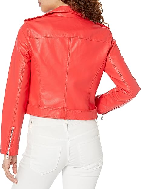 Levi's  Women's Red Leather Belted Hem Moto Jacket  | Levi's In Lebanon
