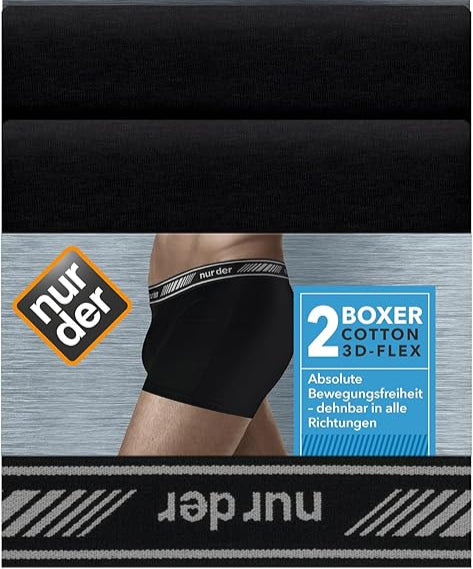 Nur Der Men's 2 Black Boxer 3D-Flex Classic Doppelpack Panties 2x-L | Nur Der  In Lebanon
