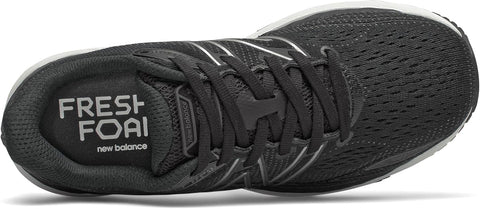Black running shoe with 'Fresh Foam' text on a white background