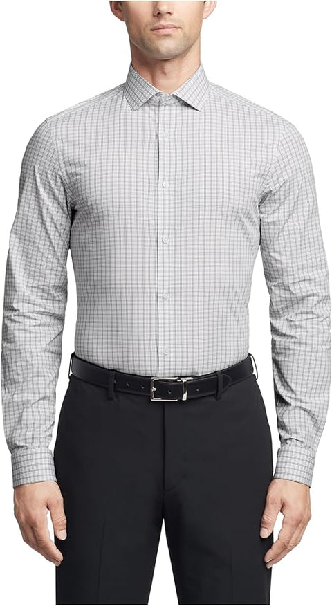 Calvin Klein Men's White & Grey Slim Fit Stretch Dress Shirt | Calvin Klein In Lebanon