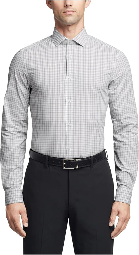 Calvin Klein Men's White & Grey Non Iron Stretch Regular Fit Check Shirts | Calvin Klein In Lebanon