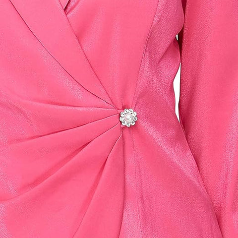 Alex Evenings Women's Fuchsia 3/4 Sleeve Surplice Neckline Stretch Shimmer Blouse  | Alex Evenings In Lebanon
