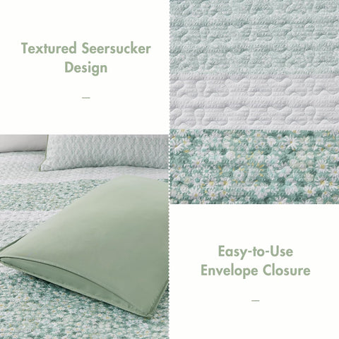 Madison Park Seersucker Floral Coverlet 4-Piece Quilt Sets | Madison Park In Lebanon