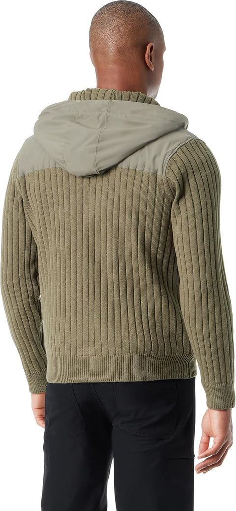 BASS OUTDOOR Men's Khaki Green Full Zipper Front Water Resistant Hooded Sweater | BASS OUTDOOR In Lebanon