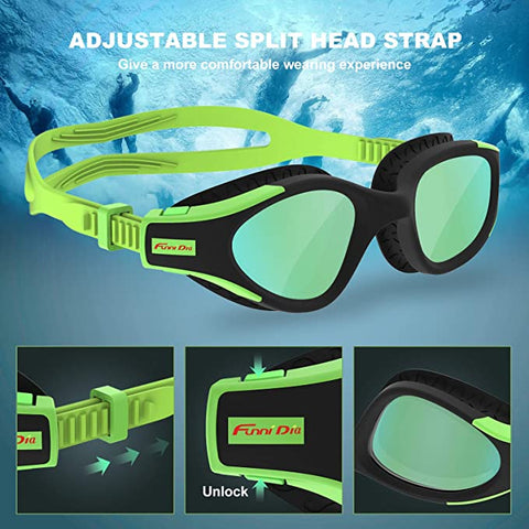 Funní Día Swimming Goggles, No Leaking Anti-Fog Crystal Clear Vision Triathlon Swim Goggles for Adult Men Women Youth Teens. AM143