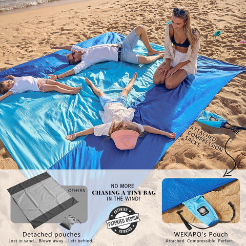 WEKAPO Blue Oversized & Compact Sandproof & Waterproof Quick Dry Beach Blanket | WEKAPO In Lebanon