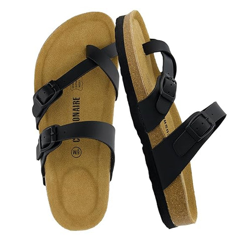 Cushionaire Women's Black Luna Cork Footbed Slipper |Cushionaire In Lebanon