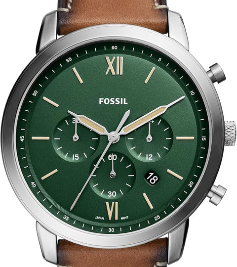 Fossil Men's Silver-Tone Neutra Quartz Stainless Steel and Leather Chronograph Watch | Fossil In Lebanon