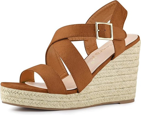Allegra K Women's Brown Espadrilles Platform Heel Sandal | Allegra K In Lebanon