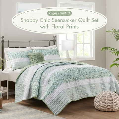 Madison Park Seersucker Floral Coverlet 4-Piece Quilt Sets | Madison Park In Lebanon