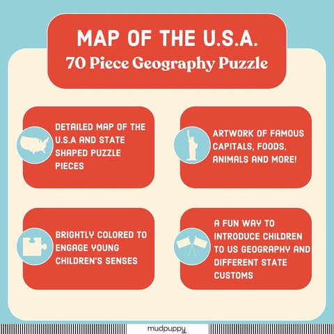 Mudpuppy Map Of The USA – 70 Piece Geography Puzzle |Mudpuppy In Lebanon
