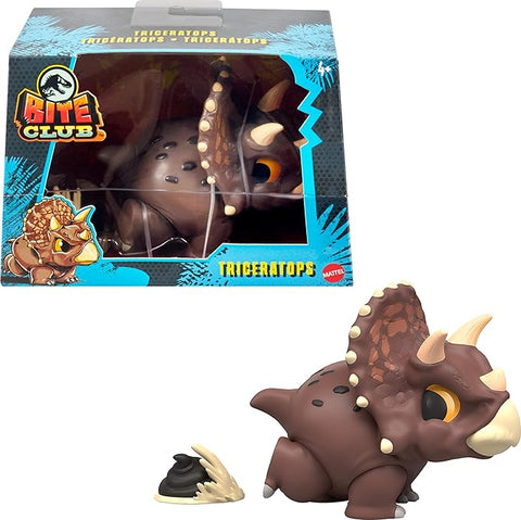 Triceratops toy figure with packaging on a white background