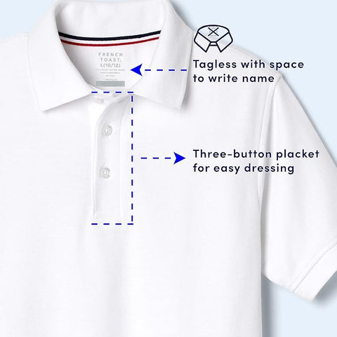 French Toast Boys' White Short Sleeve Pique Polo Uniform T-Shirt |French Toast In Lebanon