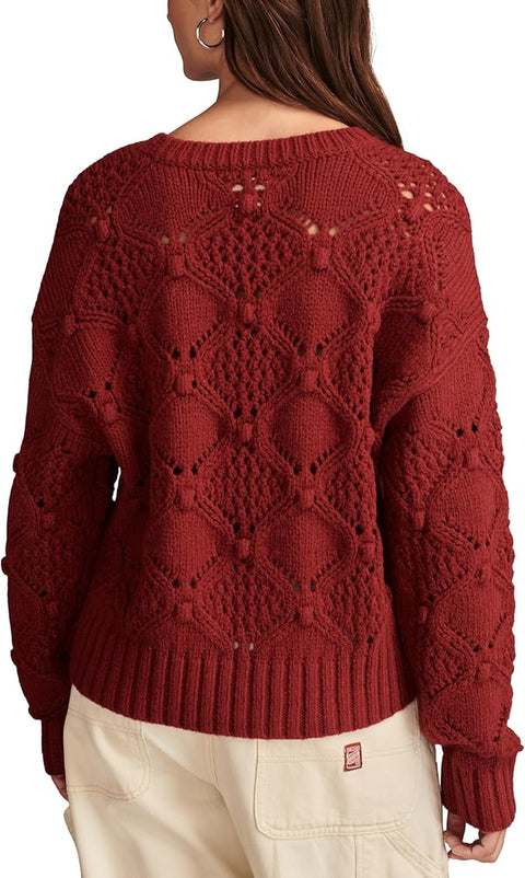 Lucky Brand Women's Burgundy Bobble Crew Sweater | Lucky Brand In Lebanon