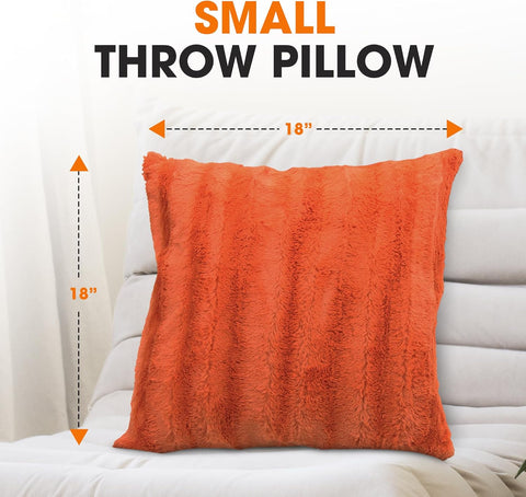 Cheer Collection Rust 2-Piece Faux Fur Throw Pillows 18”x18” | Cheer Collection In Lebanon