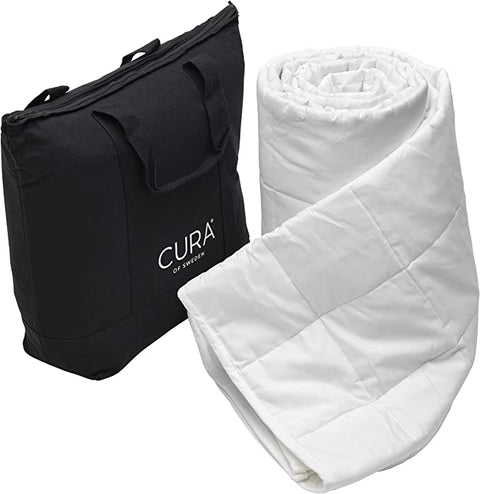 Cura Pearl Classic 150x210 9kg Premium Cotton Weighted Blanket — Heavy Weighted Duvet — Insomnia Stress Anxiety Relief, White AM52