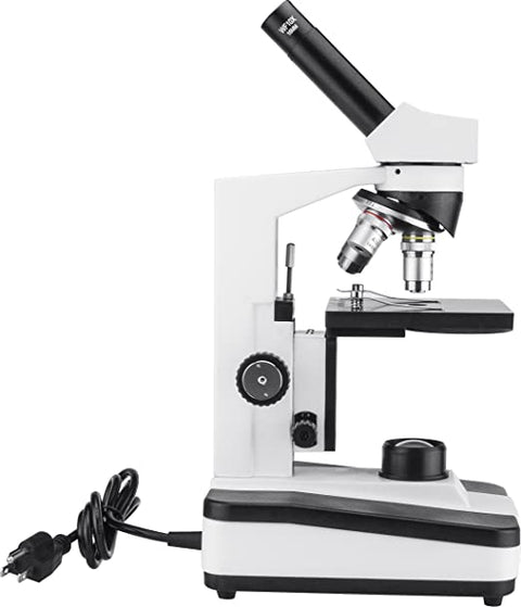 EU  AY13072 40x, 100x, 400x Monocular Compound High Powered Microscope with 360° Rotating Head, Transmitted Illumination, and 5-Hole Diaphragm, White AM43