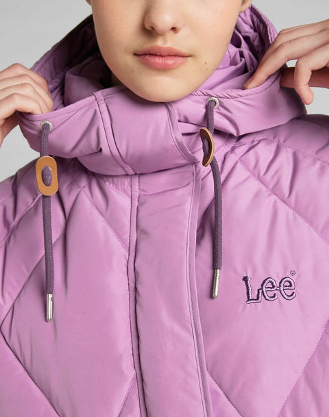 Lee Women's Purple Short Puffer Violet Relaxed Fit Jacket | Lee In Lebanon