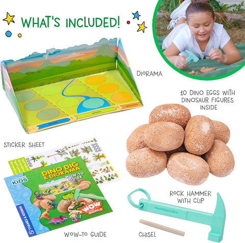 Wondery Kids Wow In The World Dino DIG & Diorama, 10 Dig-Out eggs |Wondery Kids In Lebanon
