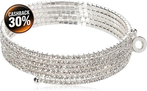 Anne Klein Women's Silver Crystal Multi-Row Stone Flex Bracelet |Anne Klein in Lebanon