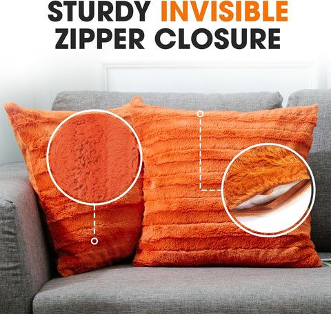 Cheer Collection Rust 2-Piece Faux Fur Throw Pillows 18”x18” | Cheer Collection In Lebanon