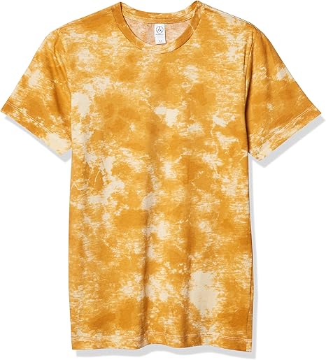 Yellow tie-dye t-shirt on a white background